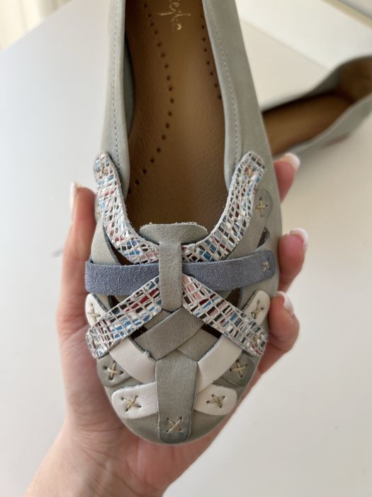 Skórzane baleriny Maciejka miętowe nowe