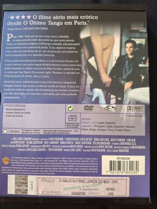 DVD A Insustentável leveza do ser.*