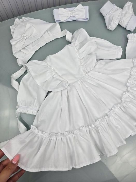 Elegancki komplet do chrztu dla dziewczynki – rozmiar 62