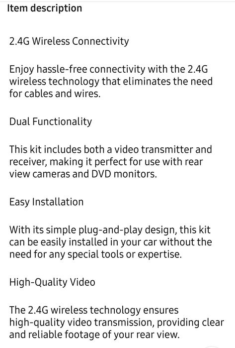 Wireless Video Transmitter Receiver Camara