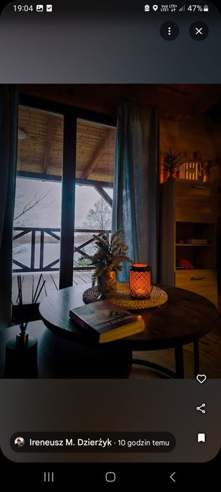 Domek nad jeziorem  na Mazurach Caloroczny Kominek linia brzegowa