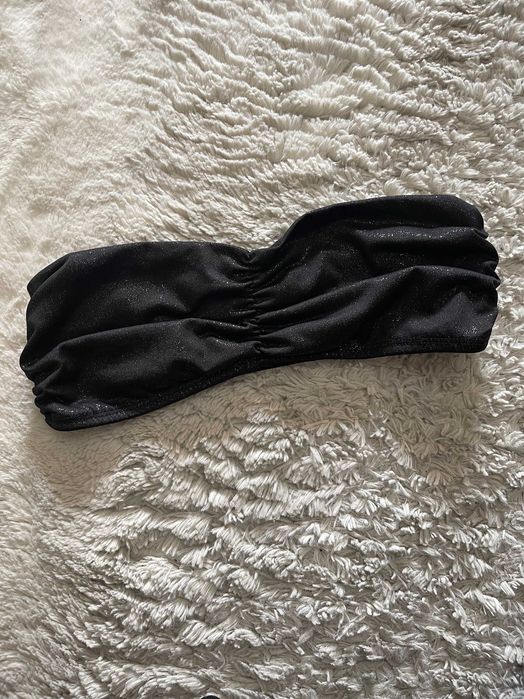 top bikini/wieczorowy brokatowy czarny Stradivarius
