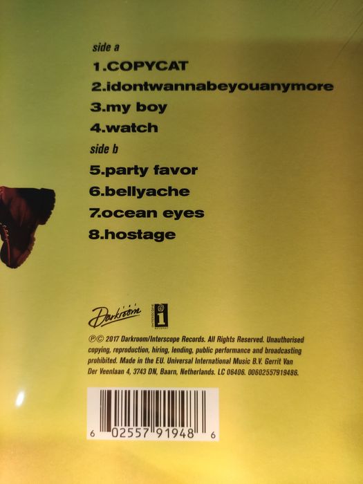 Billie Eilish : Don't Smile At Me LP / Виниловая пластинка / VL Винил