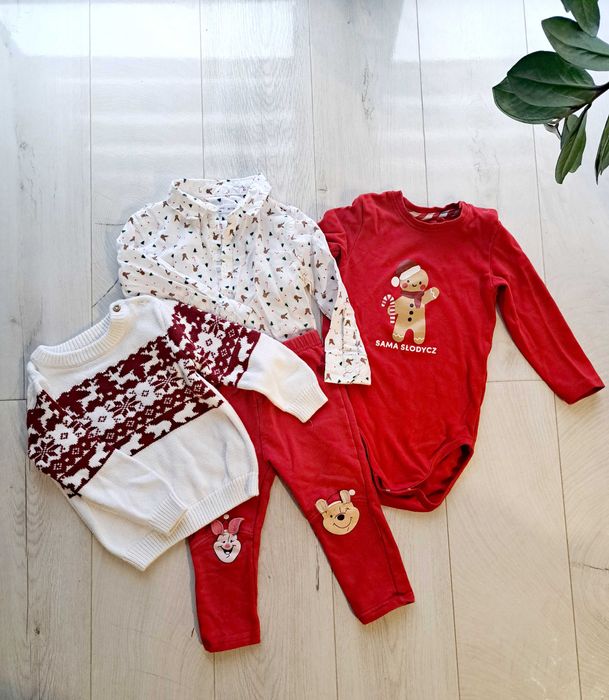 Świąteczne na sesję święta 80 dla chłopca sweter norweski koszula body