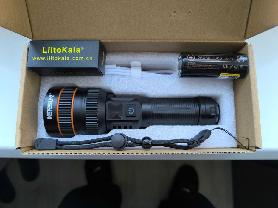 LED Фонарик Kensun KS008 + аккумулятор Litokala 26650 5000 mAh