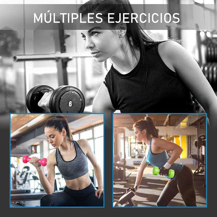 Conjunto de 8 halteres, 4 pares de 0,5 kg, 1 kg, 1,5 kg, 2 kg e caixa