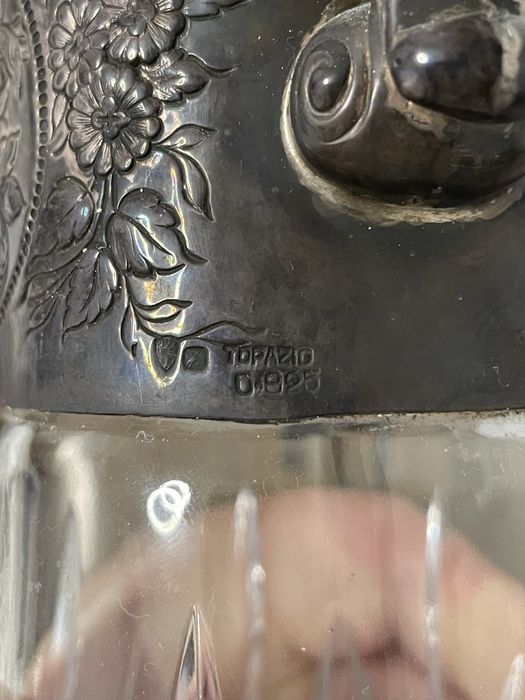 Decantador de vinho de prata Topázio e cristal