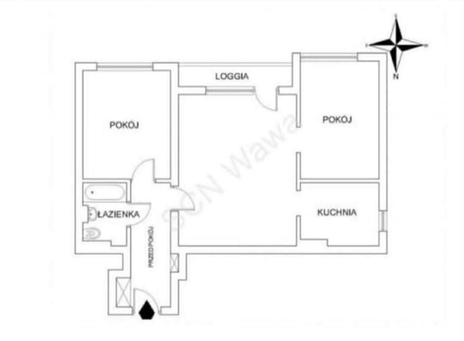 Mokotów 3 pok. 50m2, loggia, metro, cisza