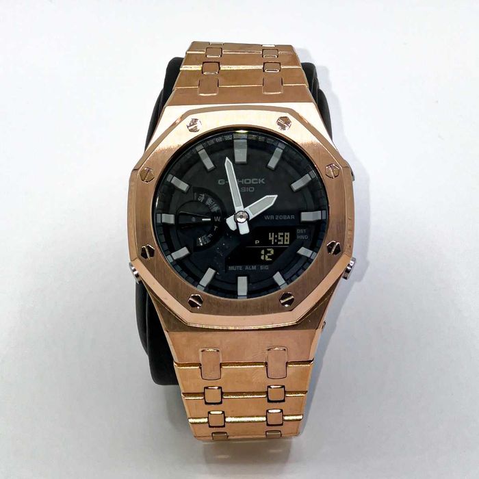 Spersonalizowany Casioak Różowe Złoto Casio G-SHOCK Biały Akcenty