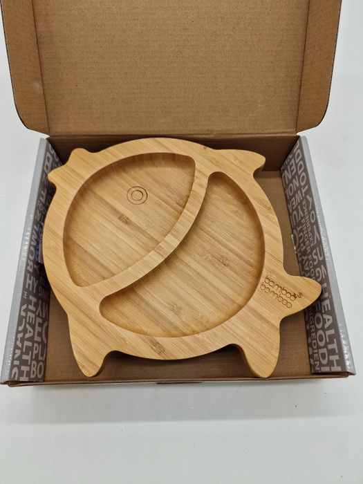 Bamboo bamboo Talerzyk Bambusowy z Przyssawką Rybka Orange Eko Dla Dzieci