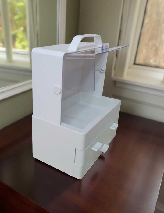 Органайзер для косметики білий з висувними ящиками