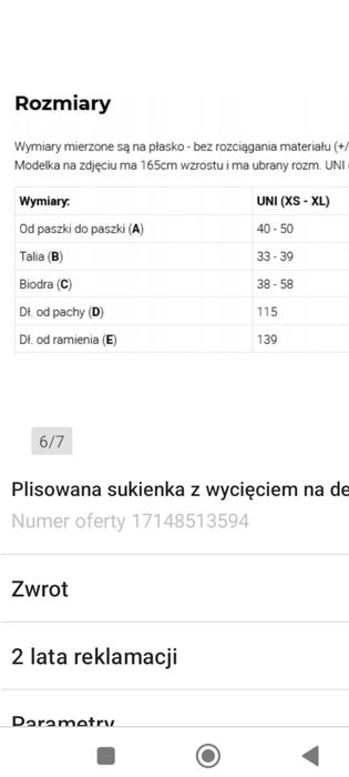 Sukienka plisowana L/XL