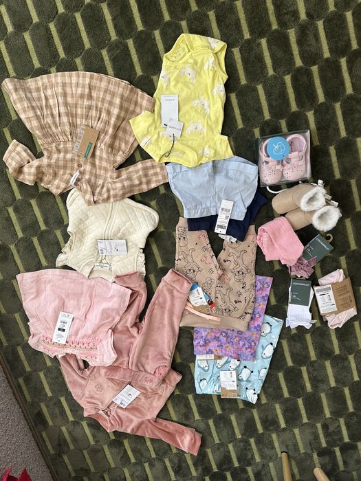 Mega paka wyprawka sukienka spodnie body buty kamizelka rajstopy nowe