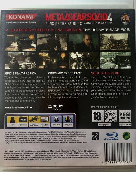 Jogo metalgearsolid - novo excelente estado