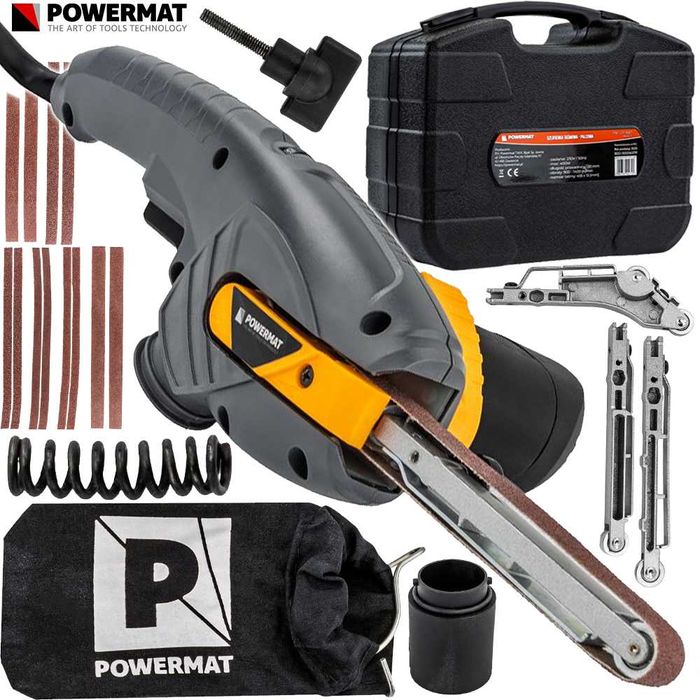 POWERMAT Szlifierka Taśmowa Palcowa 400W 3 Prowadnice Zestaw PM1472