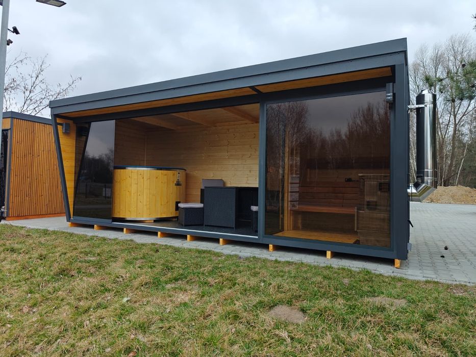 Sauna ogrodowa Elizia 6x2,5m z balią BW-17P