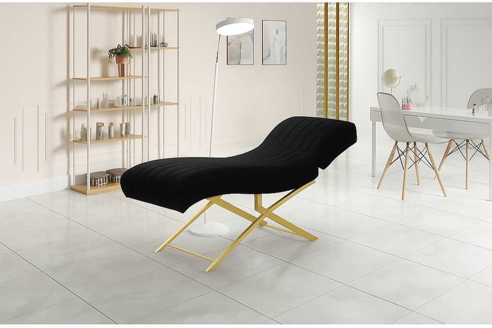 Fotel kosmetyczny łóżko kosmetyczne anatomiczne szezlong złoty