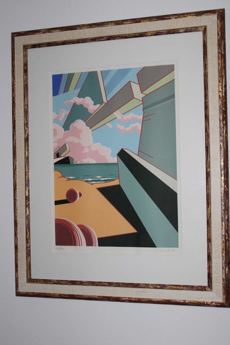 Serigrafia de Carlos Calvet - assinada e datada com moldura, Excelente