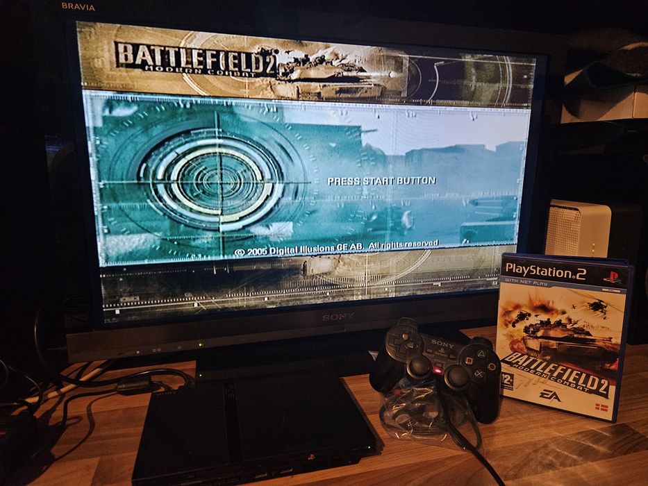 Konsola Sony Playstation 2 PS2 Slim + pad + gra Battlefield