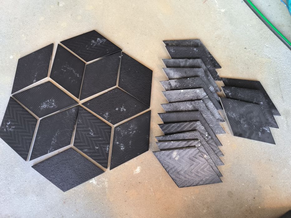 Equipe Rhombus Black 14x24cm, romb romby czarne kafle kafelki mozaika