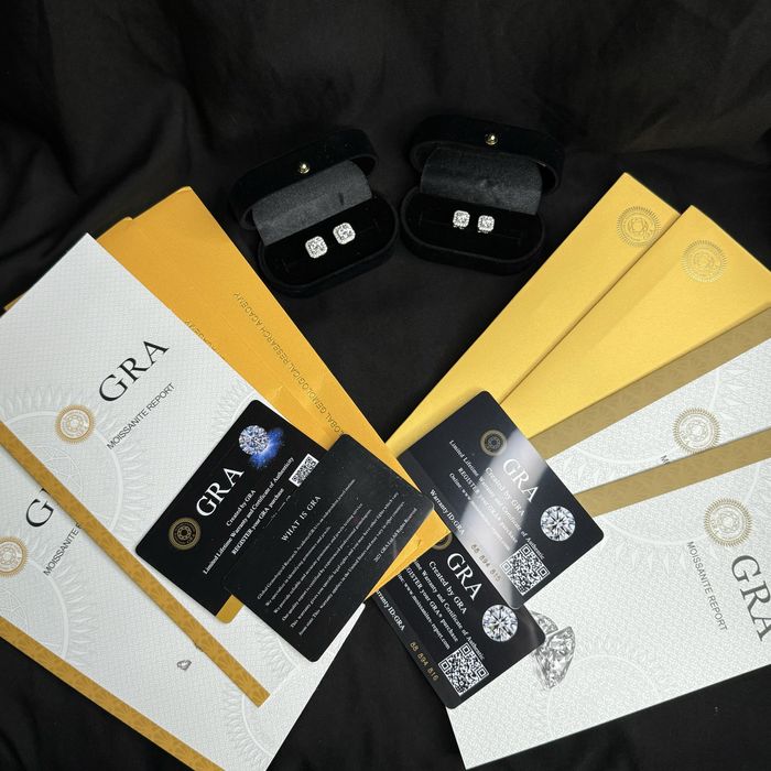 Сережки з муассанітами 1 та 2 ct