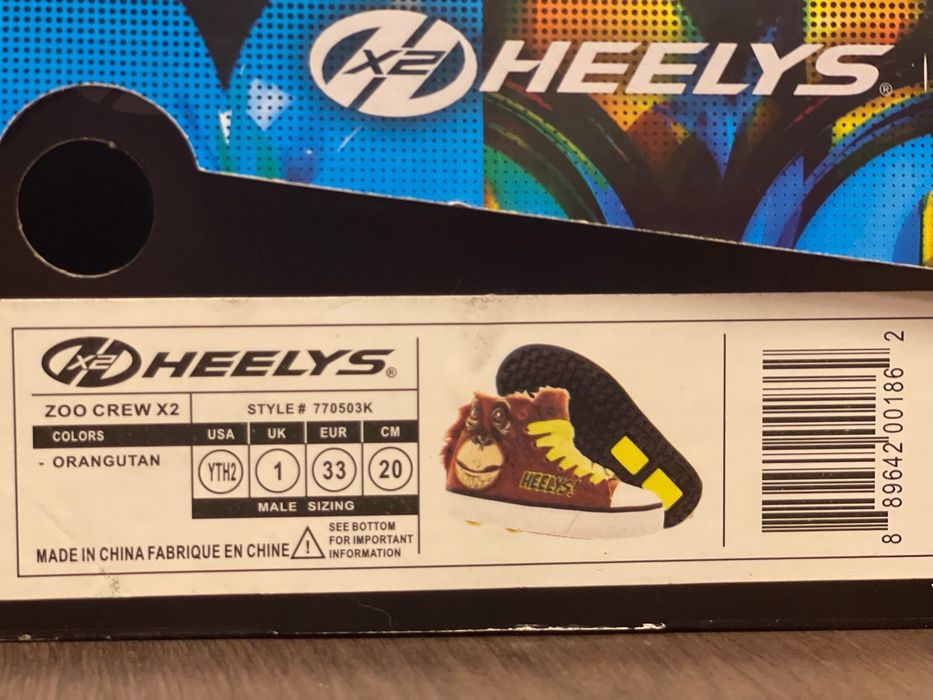 Роликові Кеди Heelys Zoo Crew X2, Розмір 33 устілка 21,5 см