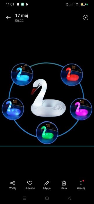 Duży dmuchany łabędź świecący