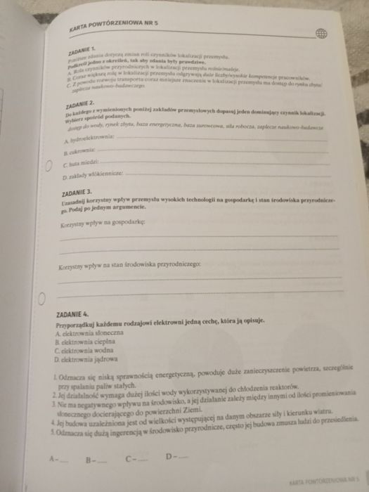 Geografia karty pracy maturalne zakres rozszerzony