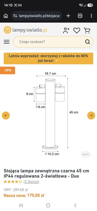 Lampy ogrodowe stojące 3 szt. , nowoczesne, czarne,45 cm wysokie