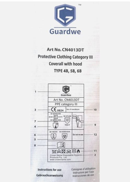 3М костюм захисний, категорія 3, тип 4+5+6 асбест