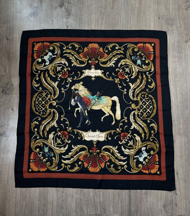 Hermes Paris Cheval Turc Silk Scarf вінтажний шовковий платок хустка