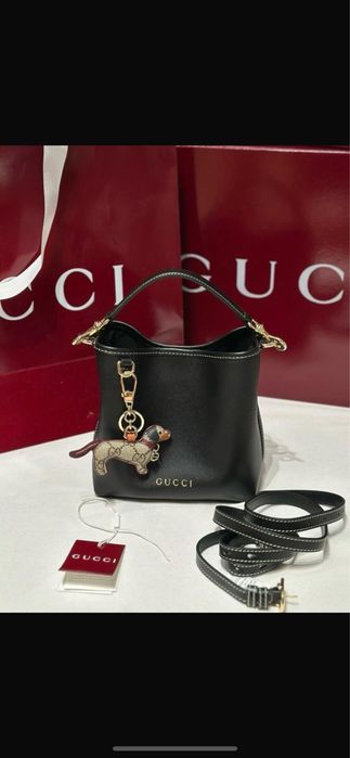 Czarna Gucci emblem mini Bucket  Bag
