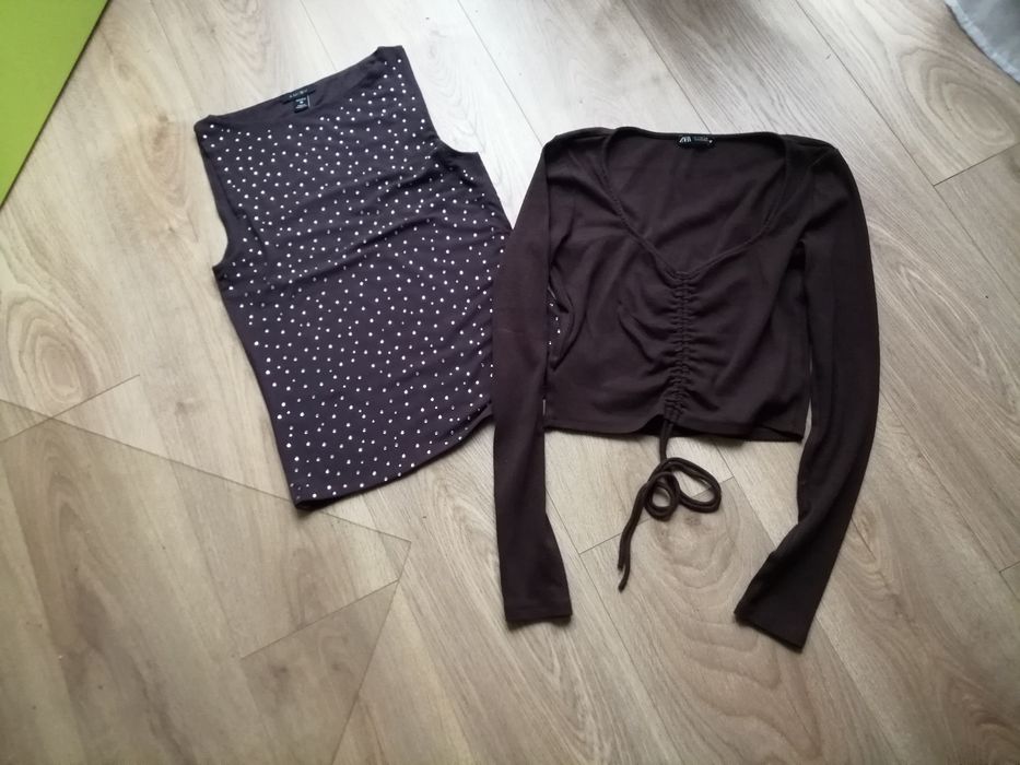 Bluzka top Zara brąz L