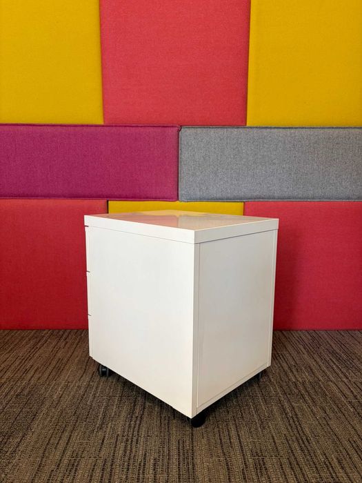 Kontenerek biurowy pod biurko metalowy biały IKEA Erik 3 szuflady