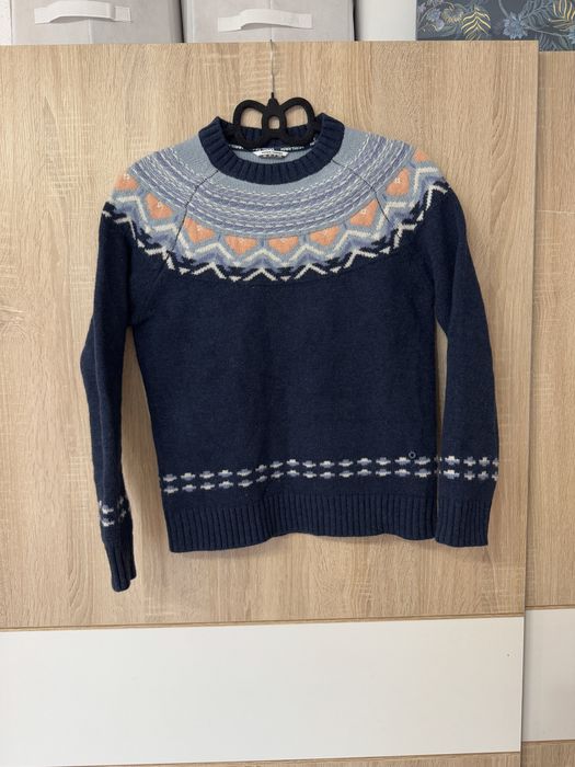 Sweter KariTraa XS wzorki śliczny damski 70% wełna jak nowy