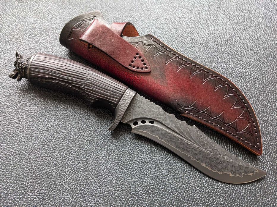 Мисливський ніж з дамаської сталі Wolf Damascus. нож охотничий дамаск