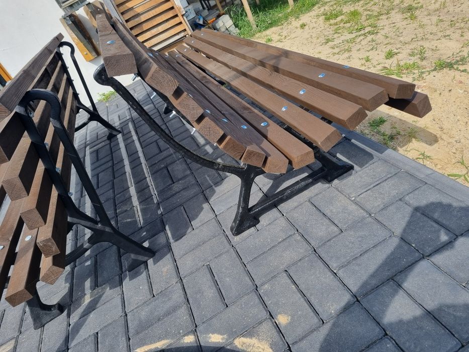 Ławki prl retro metal i drewno loft