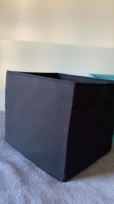 Caixas arrumação tecido ikea preto e azul