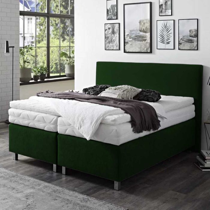 Łóżko kontynentalne z pojemnikiem i materacami.Komfortowo śpij-dostawa