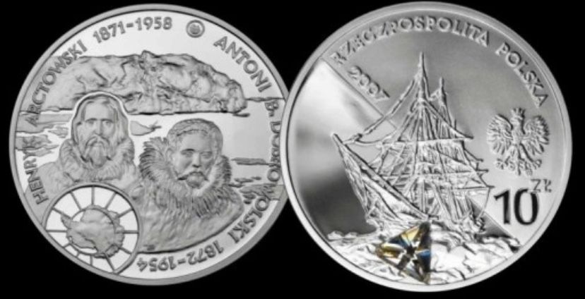 moneta srebrna 10zł Arctowski Dobrowolski