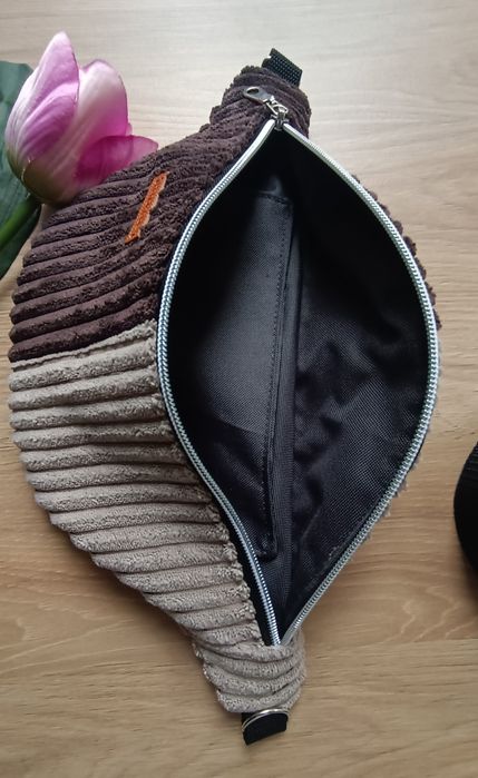 Nerka torebka saszetka beżowo-brązowa patchwork handmade