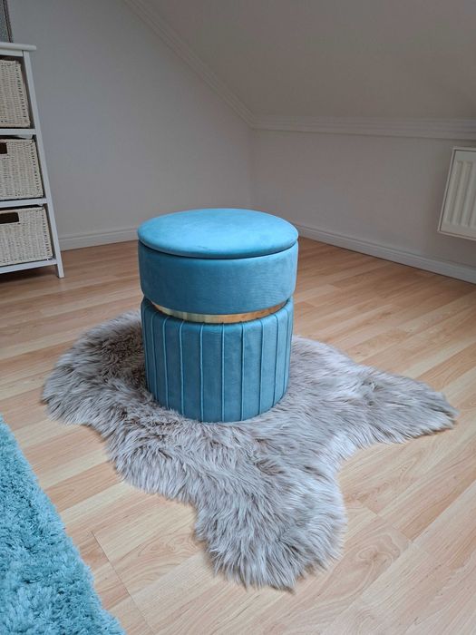 Pufa turkus złoto glamour 37x32