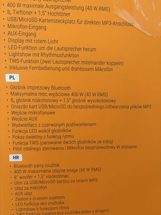 Głośnik Bluetooth Denver z mikrofonem do karaoke