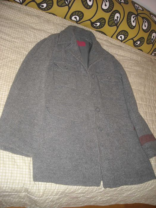 Sobretudo casaco cinzento estilo militar