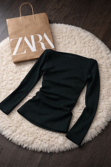 Кофта Zara лонгслів в рубчик