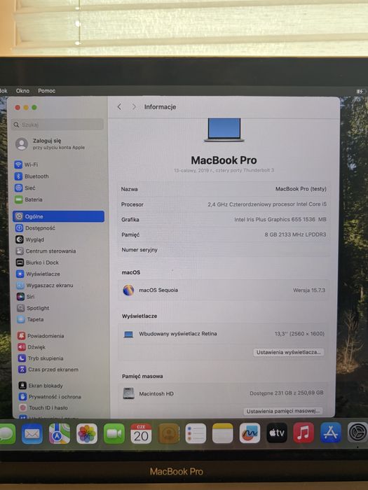 MacBook Pro 13” 2018 A1989 i5 8GB 256GB Touch Bar - 1299zł do negocjacji