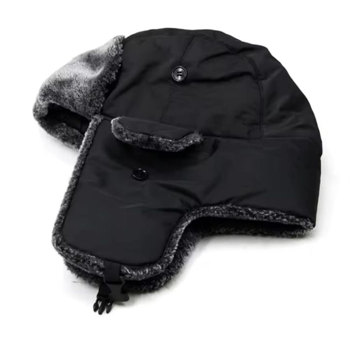 Czapka chłopięca zimowa uszatka beżowa 54 cm