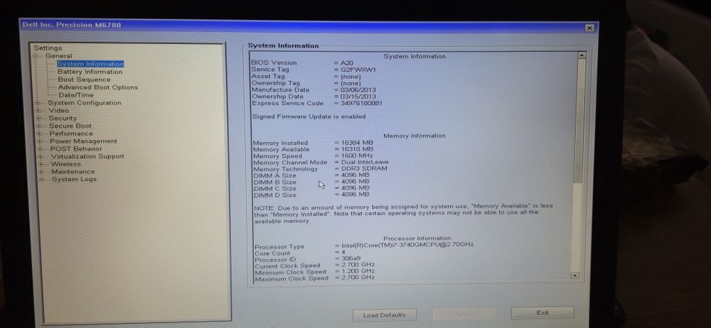 Dell precision m6700 i7 16gb 240gb ssd win 10 pro fullhd