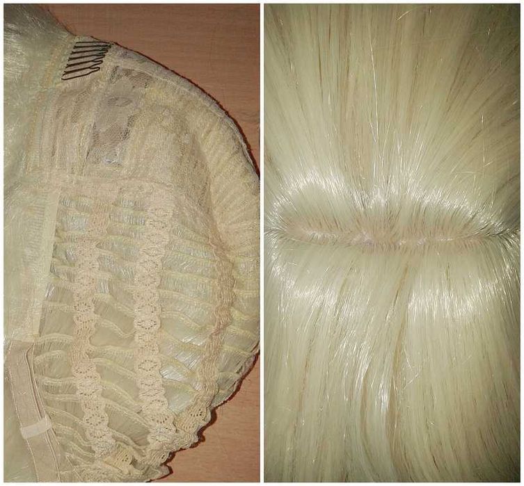 Barbie blond peruka z grzywką kitką cosplay wig długa przebranie