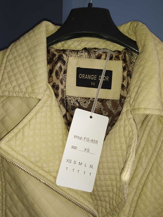 Nowa beżowa ramoneska pikowana M